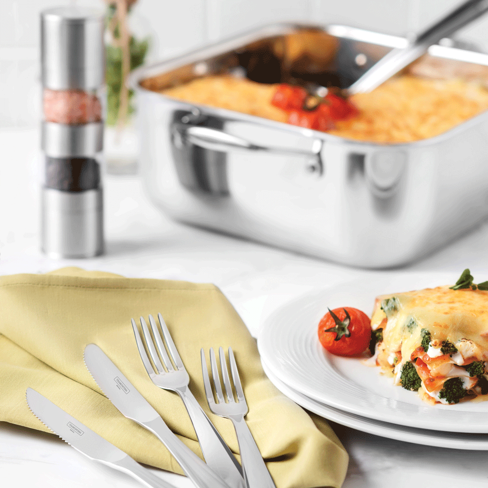 Grano Try-Ply Clad Stainless Steel Square Casserole, 28cm, 7.3L