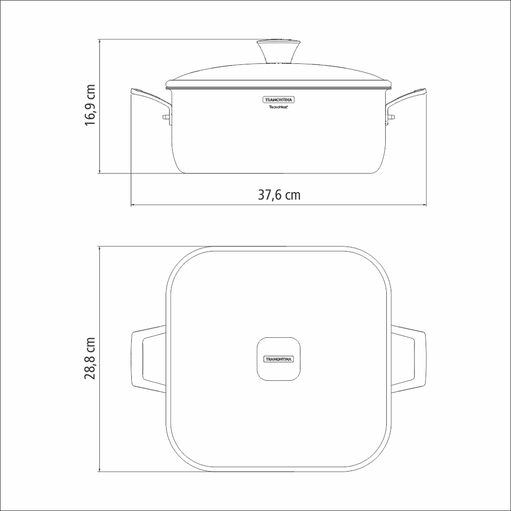 Grano Try-Ply Clad Stainless Steel Square Casserole, 28cm, 7.3L