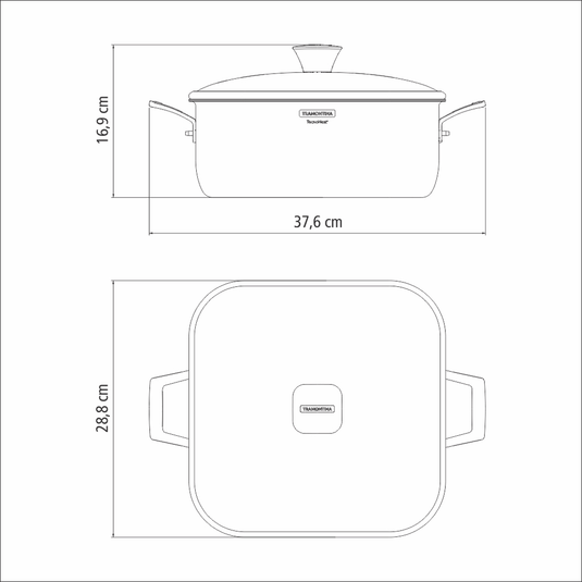 Tramontina Grano Casserole, Square 28cm, 7.3L
