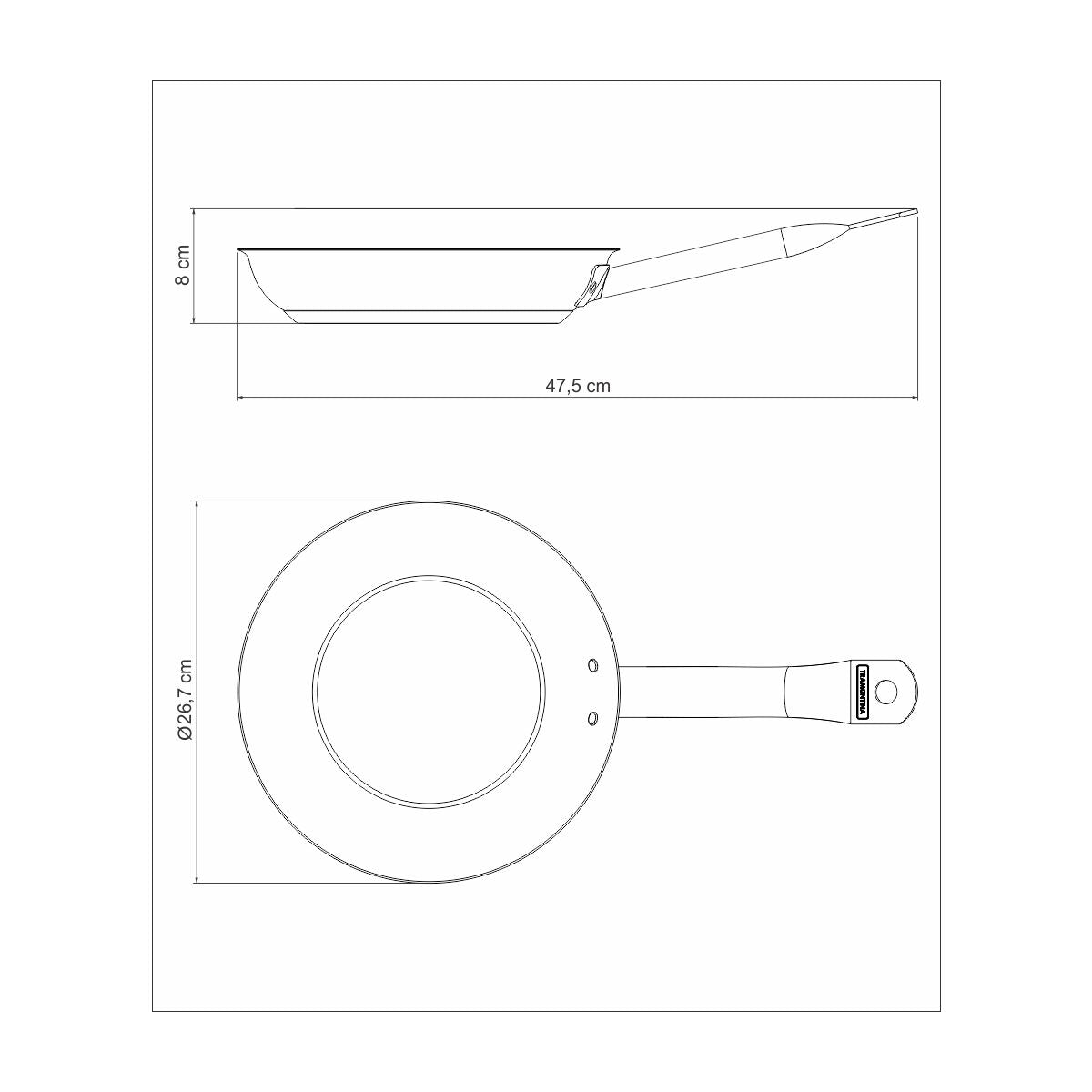 Professional Non-Stick Stainless Steel Frying Pan, 26cm, 2L