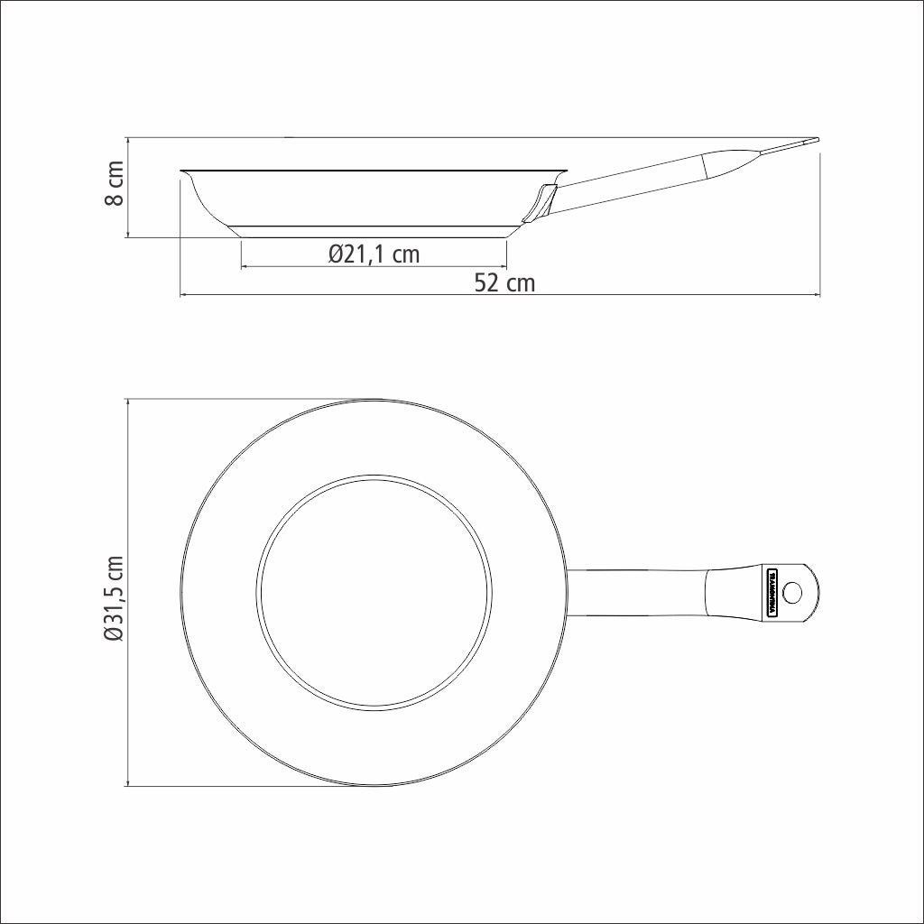 Professional Stainless Steel Frying Pan 30cm, 2,9L