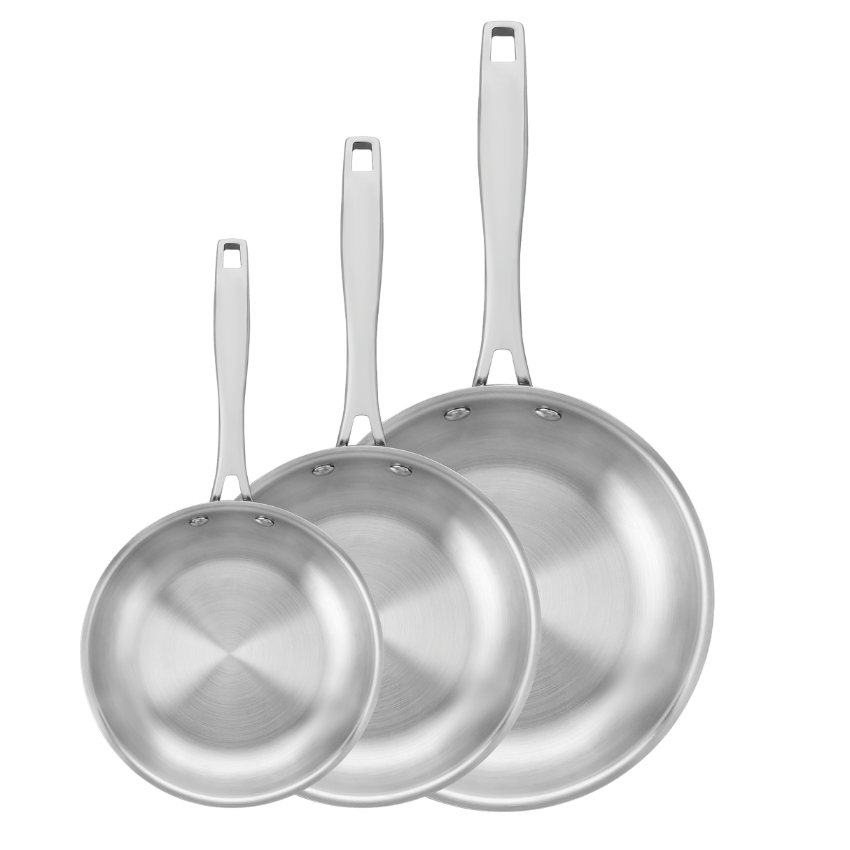Grano Try-Ply Clad Stainless Steel 3-Piece Frying Pan Bundle, 20cm, 26cm and 30cm