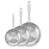 Grano Try-Ply Clad Stainless Steel 3-Piece Frying Pan Bundle, 20cm, 26cm and 30cm