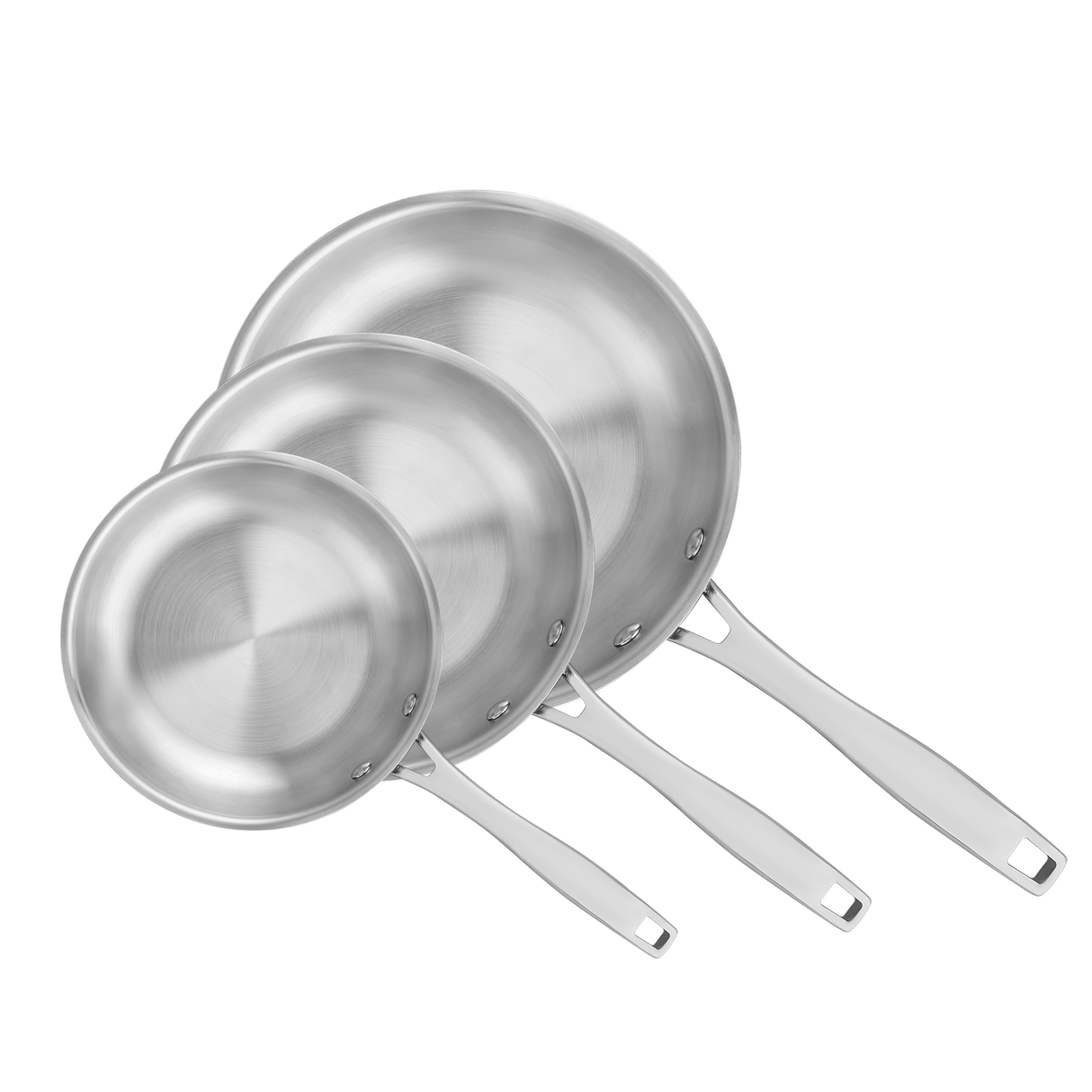 Grano Try-Ply Clad Stainless Steel 3-Piece Frying Pan Bundle, 20cm, 26cm and 30cm