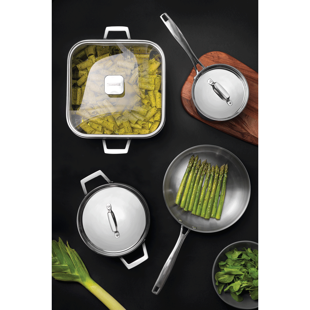 Grano Try-Ply Clad Stainless Steel 3-Piece Frying Pan Bundle, 20cm, 26cm and 30cm