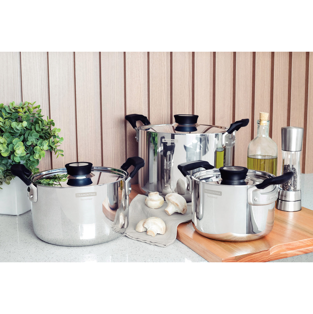 Grano Compact Try-Ply Clad Stainless Steel 3-Piece Cookware Set