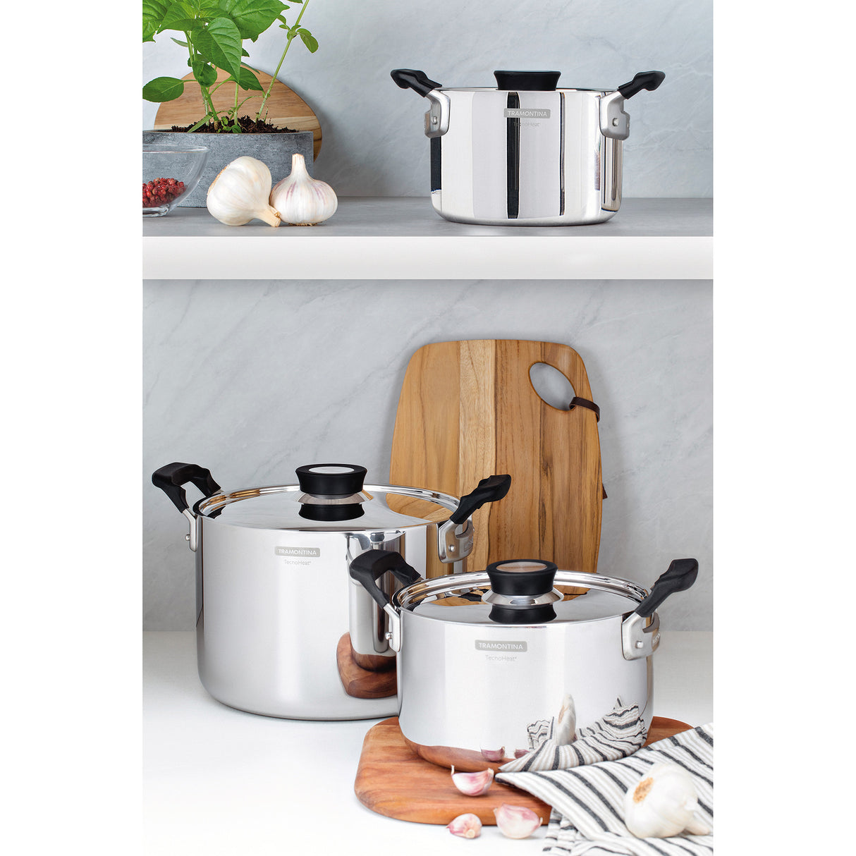 Grano Compact Try-Ply Clad Stainless Steel 3-Piece Cookware Set